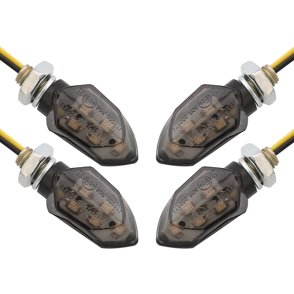 4PCS/set Mini Motorcycle Smoke Lens Turn Signal Light 5LED 12V Amber Blinker Indicator Lamp Motorcycle Universal Easy to Install