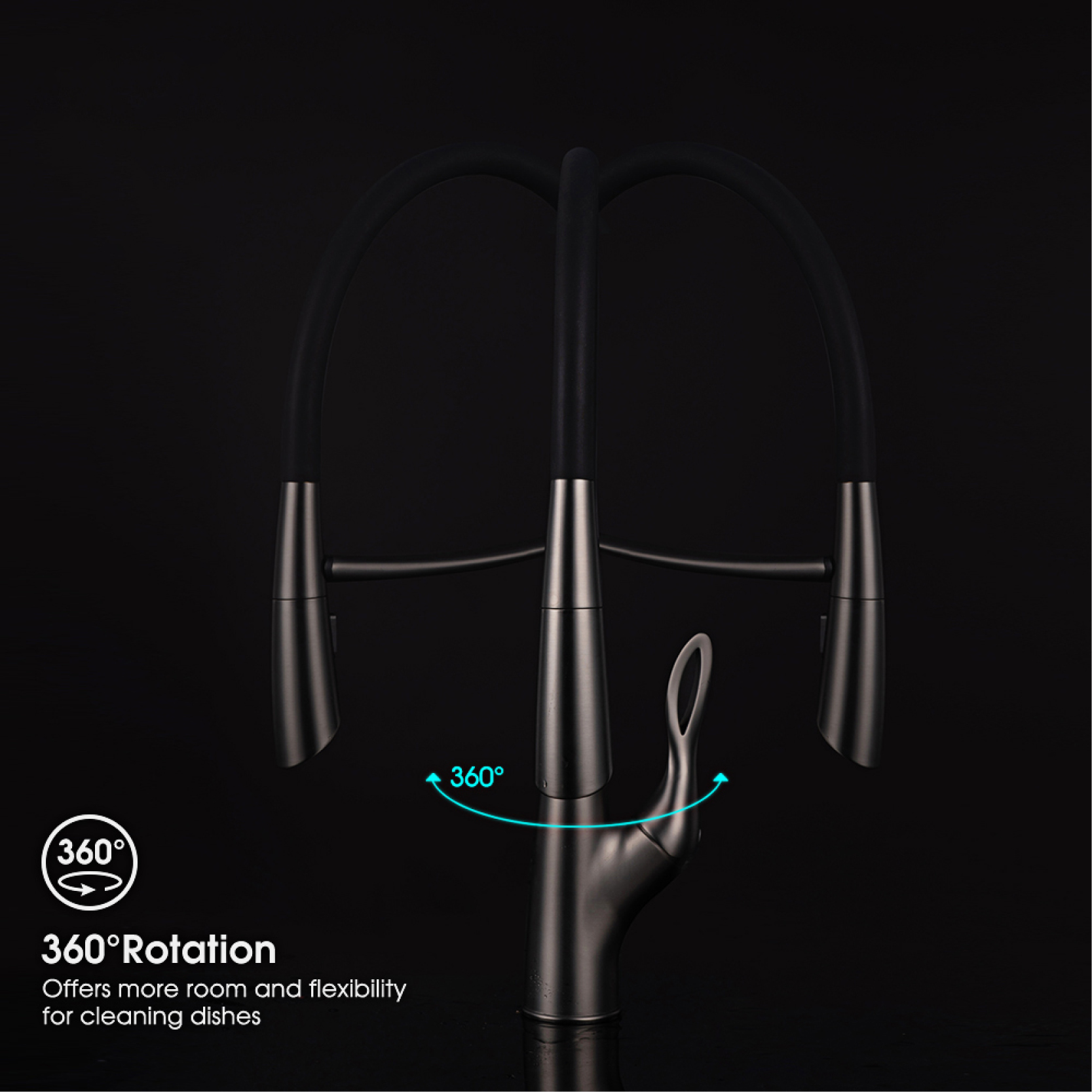 AITANA-grifo de cocina gris con pistola de latón de lujo, diseño de Interruptor táctil con doble Control frío y caliente, mezclador Simple de fregadero magnético