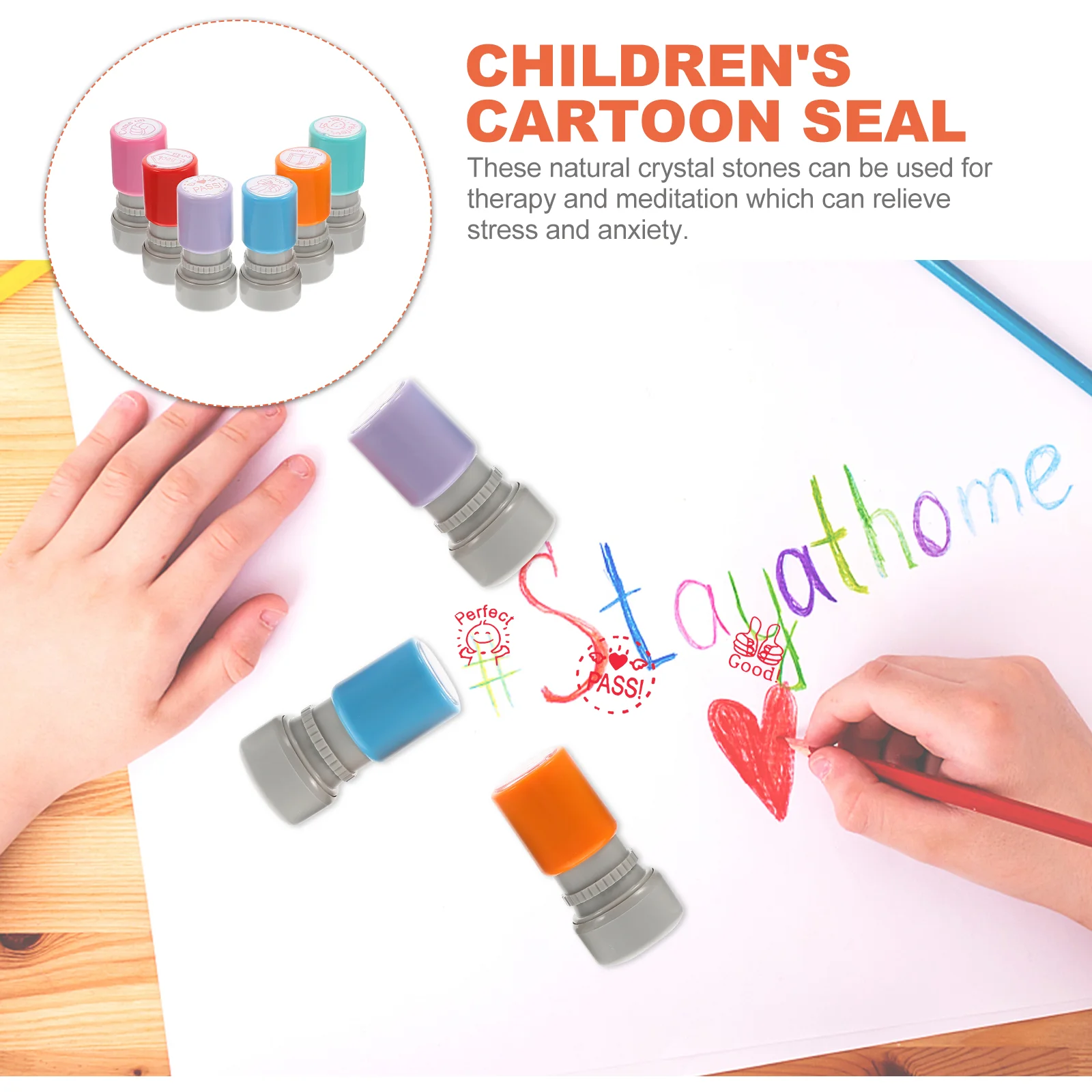 6 ชิ้นเด็กการ์ตูน Chapter คอลเลกชันแสตมป์การศึกษา Stampers Impression แบบพกพาครู Multi - function พลาสติก DIY
