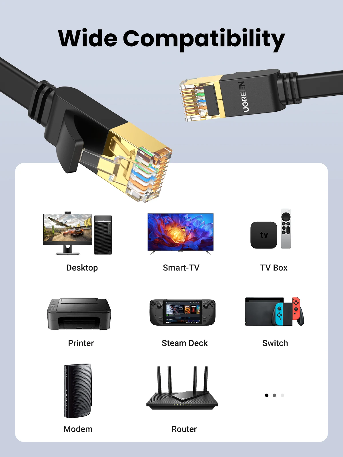 UGREEN-Cable de red Lan Cat 7, Cable de conexión Lan de Internet plano de alta velocidad, para Router, módem Cat6, Cabo Ethernet, rj 45