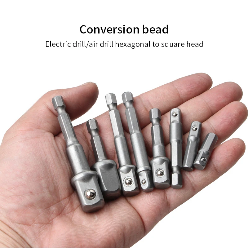 Drill Socket Adapter Kit Impact Drill Extension Bit Socket Adapter Kit 1/4'' 3/8'' 1/2'' Square Head 1/4'' Hex Shank Drill Tools