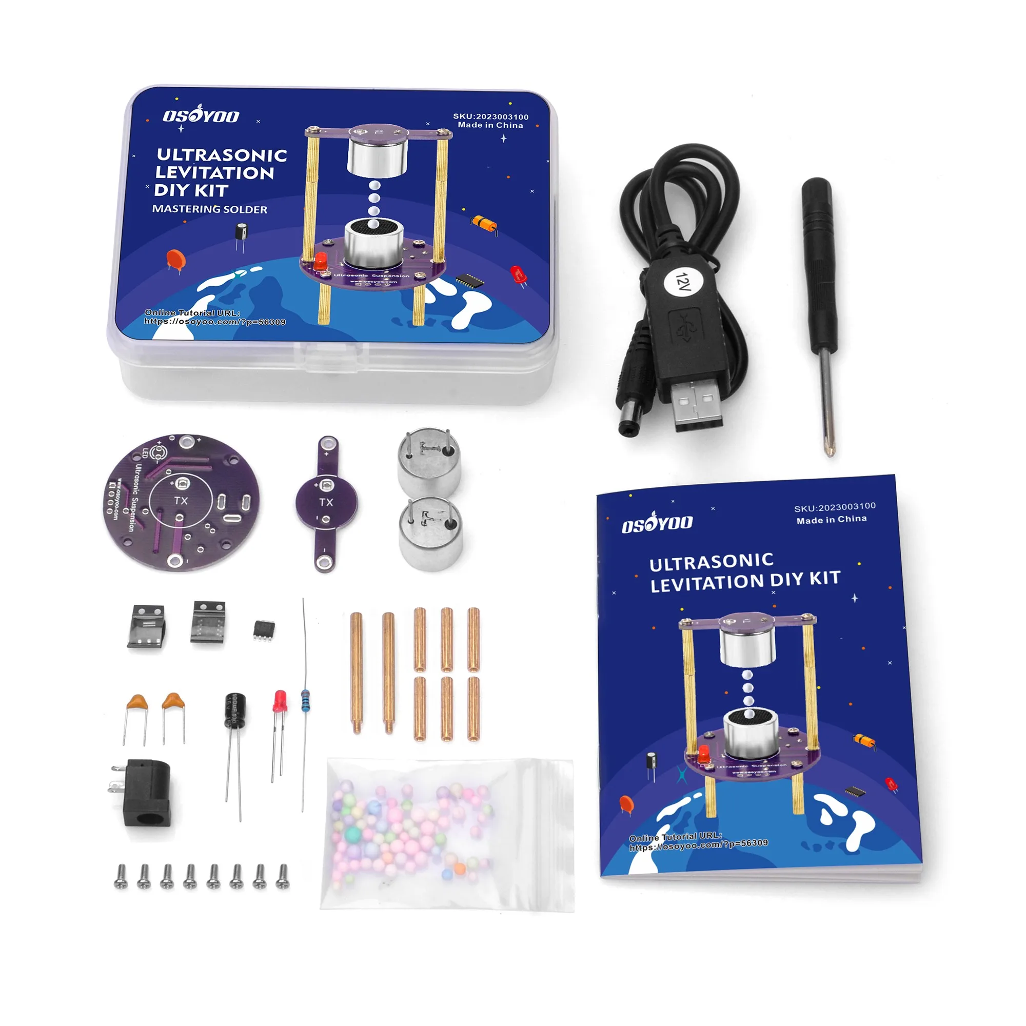 OSOYOO Soldering Practice kit To DIY Ultrasonic Levitation Project With USB Cable for Learning Solder Beginner Adults