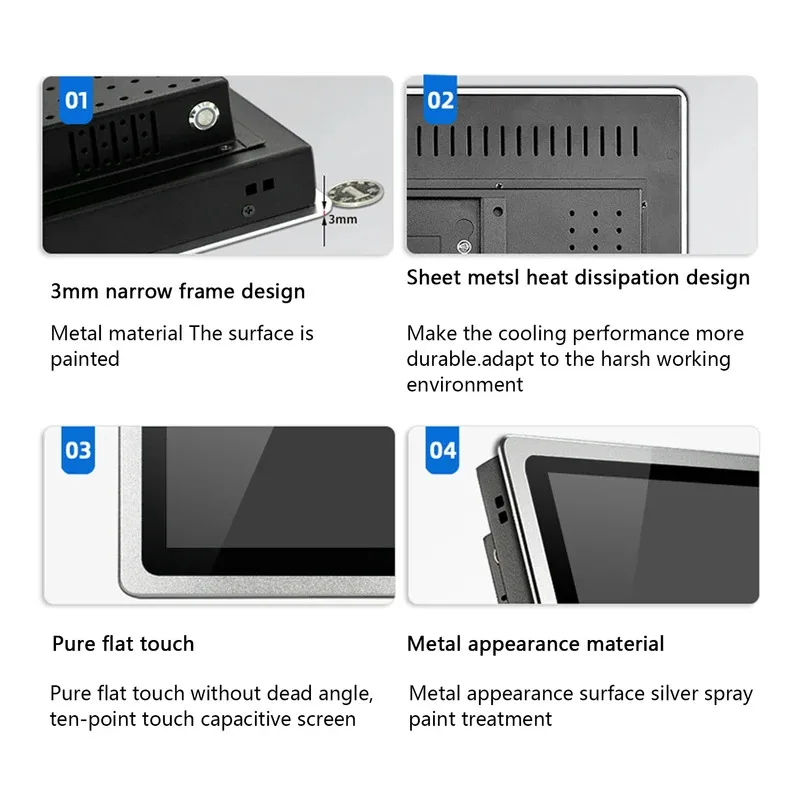 10 12 15 Inch Embedded Industrial Computer All in One PC Panel with Capacitive Touch Screen Core i3-7100U WiFi for Win10 Pro