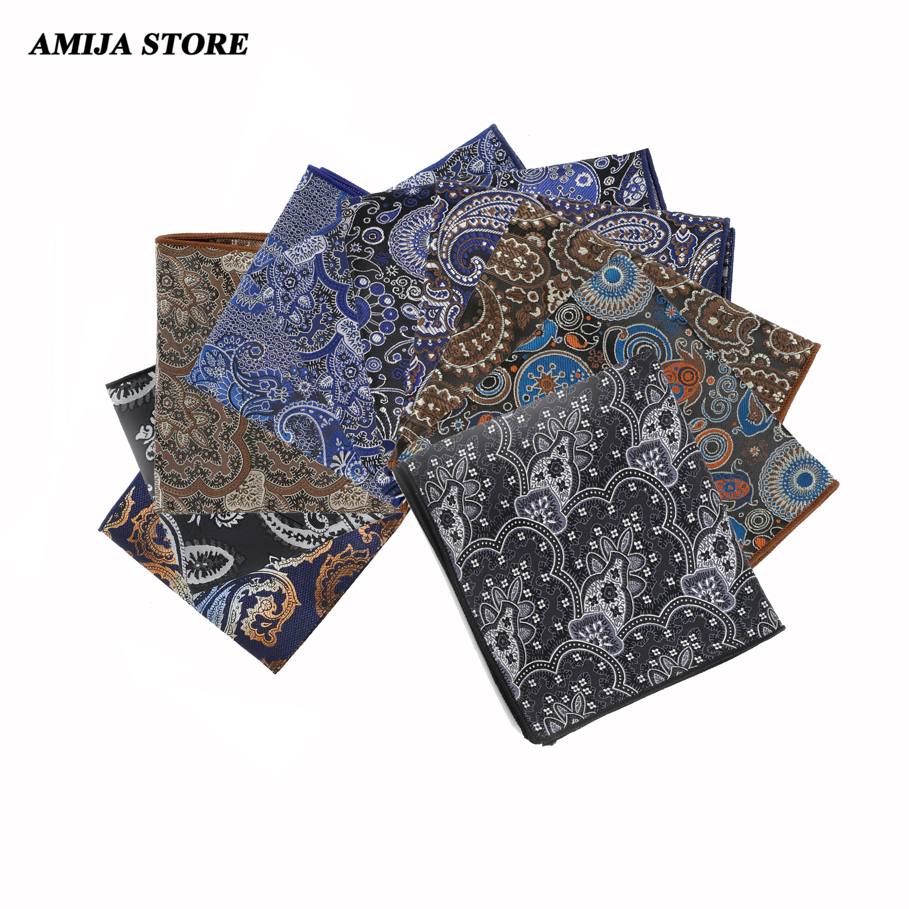Men's Fashion Handkerchief New Style Pocket Square Cashew Flower Formal Suit Shirt Tuxedo Handkerchief Scarf Groom Wedding Party