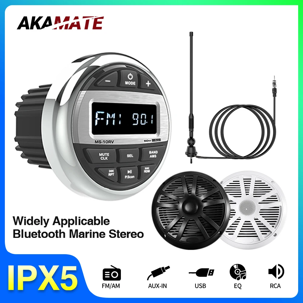 System radia do łodzi Odtwarzacz multimedialny Radio morskie / głośnik / antena FM AM Wodoodporne radio Bluetooth MP3 Audio do RV ATV UTV SPA RZR