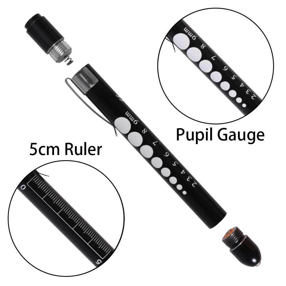 Linterna LED portátil para primeros auxilios, lámpara de antorcha con medidor de pupila, bolígrafos de diagnóstico para médico y enfermera