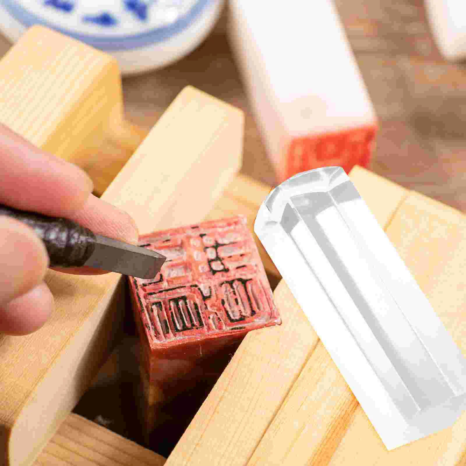 5 ชิ้นตัวอักษรโปร่งใส Blank Square Seal ตัวอักษรแสตมป์อะคริลิคขัดเงา DIY