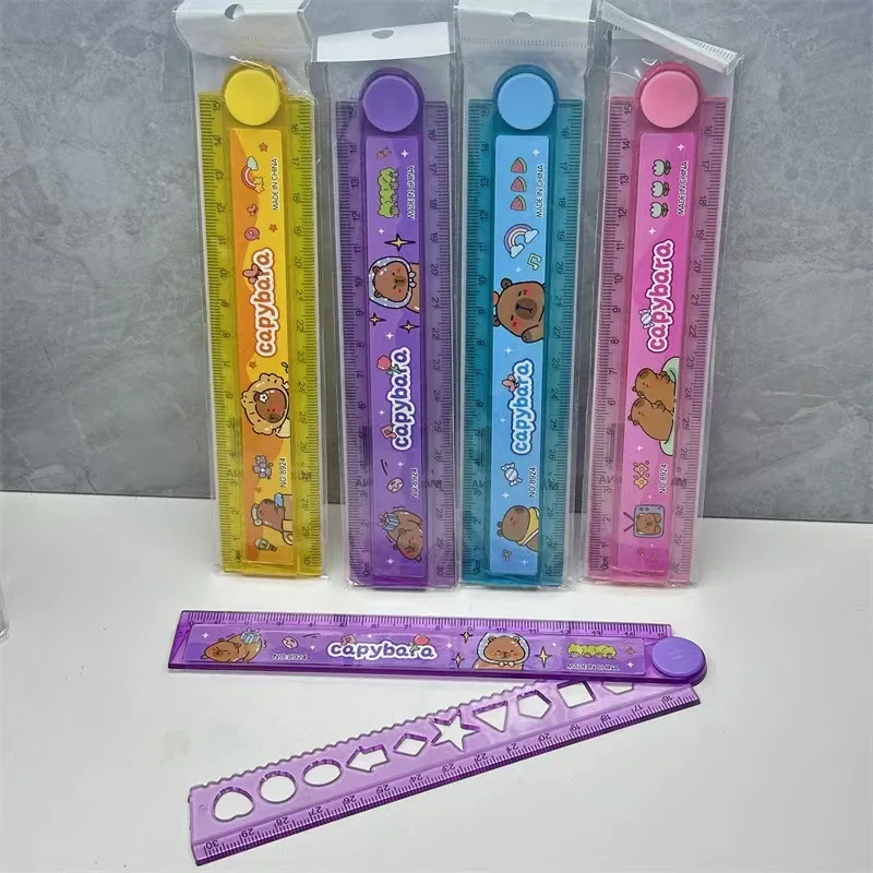 4 unids/lote Capybara dibujos animados 30cm Kawaii Animal regla plegable multifunción DIY reglas de dibujo niños Oficina escuela papelería regalo