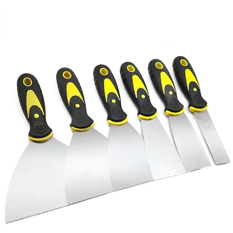 สแตนเลส Putty Knife บรรจุไม้พายวอลล์เปเปอร์ Stripper ไม้ Handle สีเครื่องมือพลาสเตอร์พลั่วเครื่องมือก่อสร้าง
