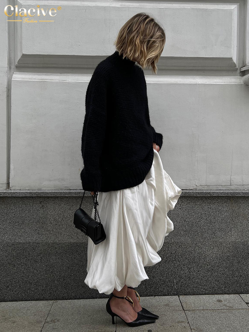 Clacive Thời Trang Màu Be Satin Váy Nữ Thanh Lịch Cao Cấp Công Sở Nữ Cổ Chân-Chiều Dài Váy Váy Rời Nữ quần Áo