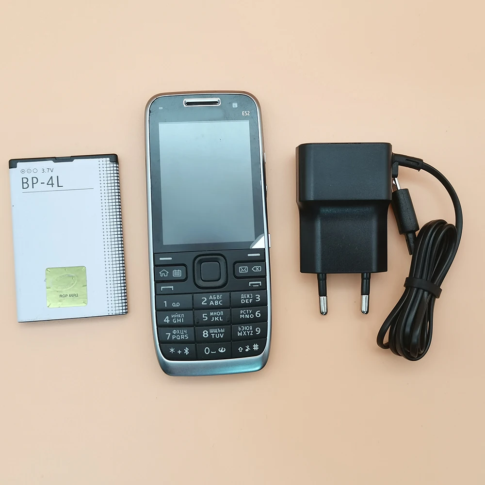 Original Unlocked E52 3MP WIFI Bluetooth FM radio Mobile Phone Russian Arabic Hebrew Keyboard Made in Finland