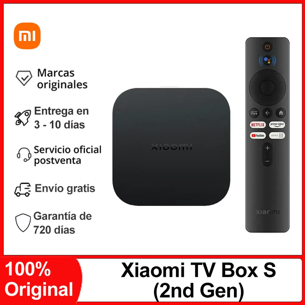 Xiaomi Mi TV Box S 2a generazione Versione globale Smart TV Box Lettore multimediale 4K Ultra HD BT5.2 2GB 8GB Android Google TV Assistente Google