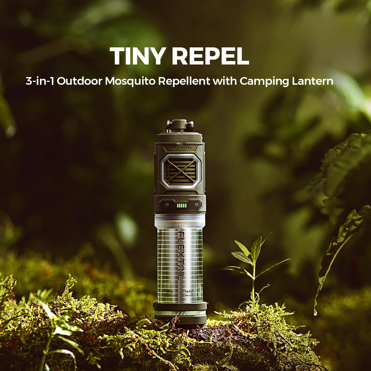 FLEXTAILGEAR TINY REPEL Mosquito Repellent & Lamp Lightweight Outdoor Gadget With Rechargeable 4800mAh Battery for Camping