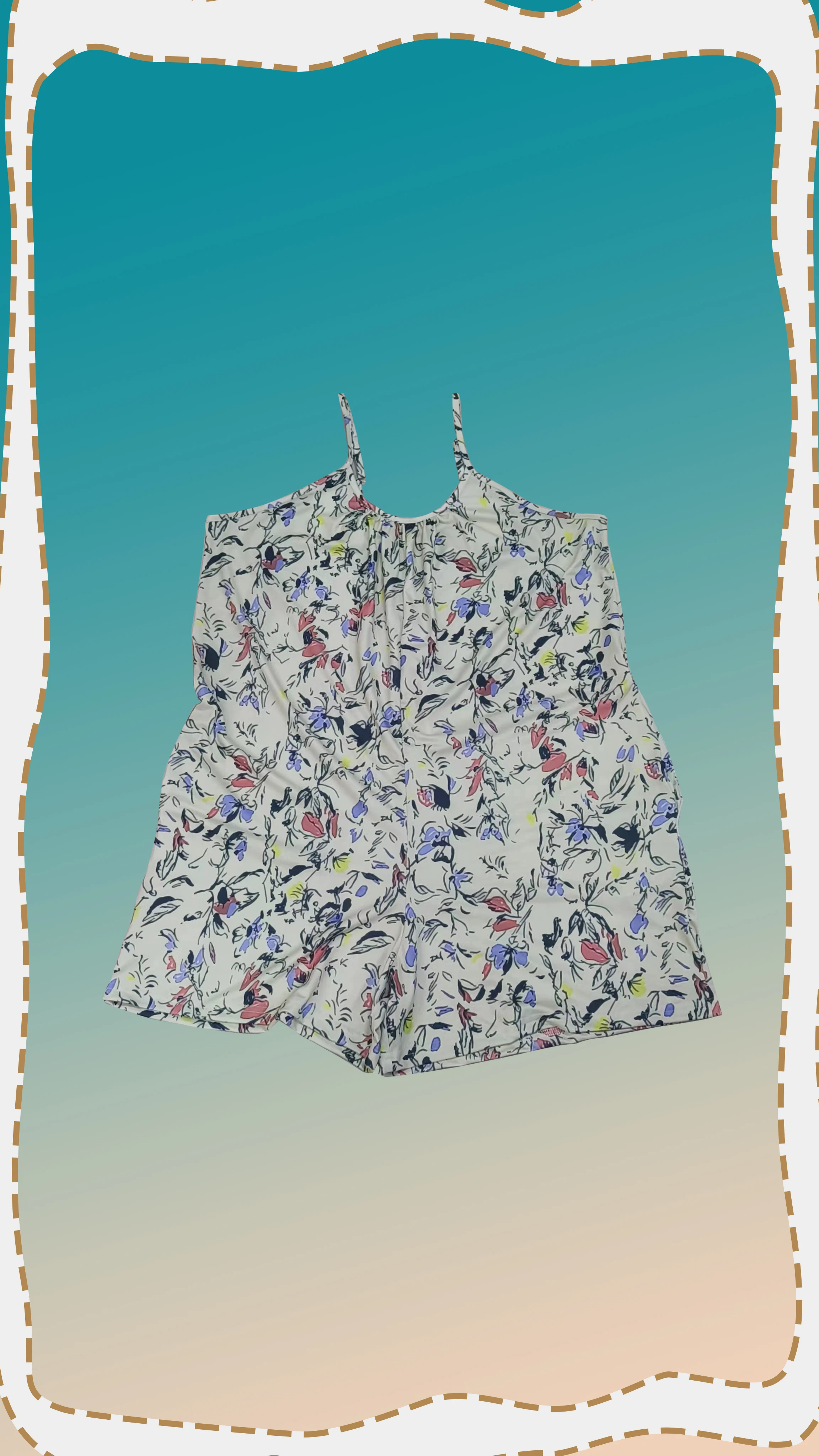 Cami-Strampler-Overall in Übergröße mit Allover-Print, lässiger, gerüschter, ärmelloser Strampler-Overall mit Tasche, Damen-Kleidung in Übergröße