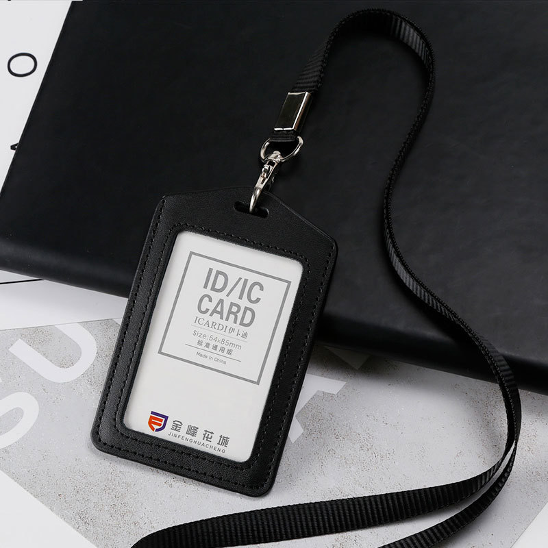 レザー ID ホルダー ケース ネームバッジ カバー バッグ スタッフ ワーク パス カード バッジ ホルダー ストラップ付き オフィス バッジ プロテクター スリーブ