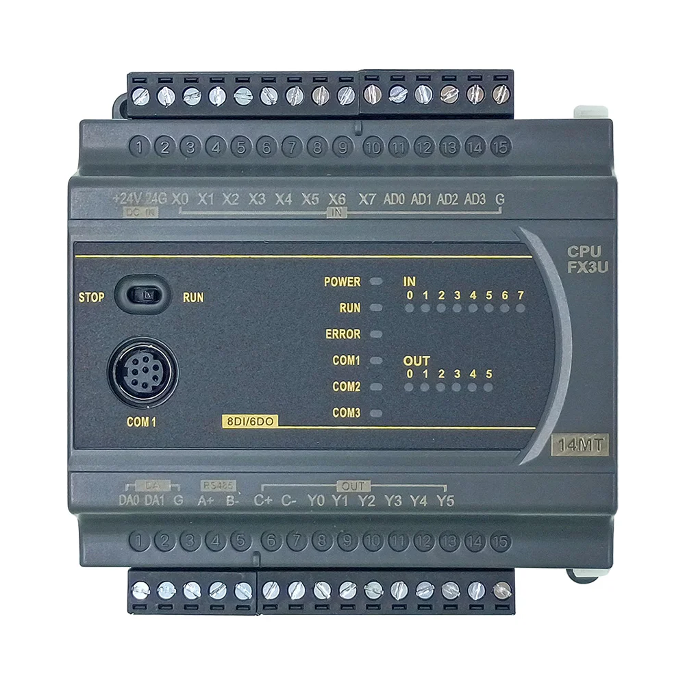 FX3U 14/24/32/40/60 MR/MT 0-10V analog input RS485 MODBUS Relay transistor Output