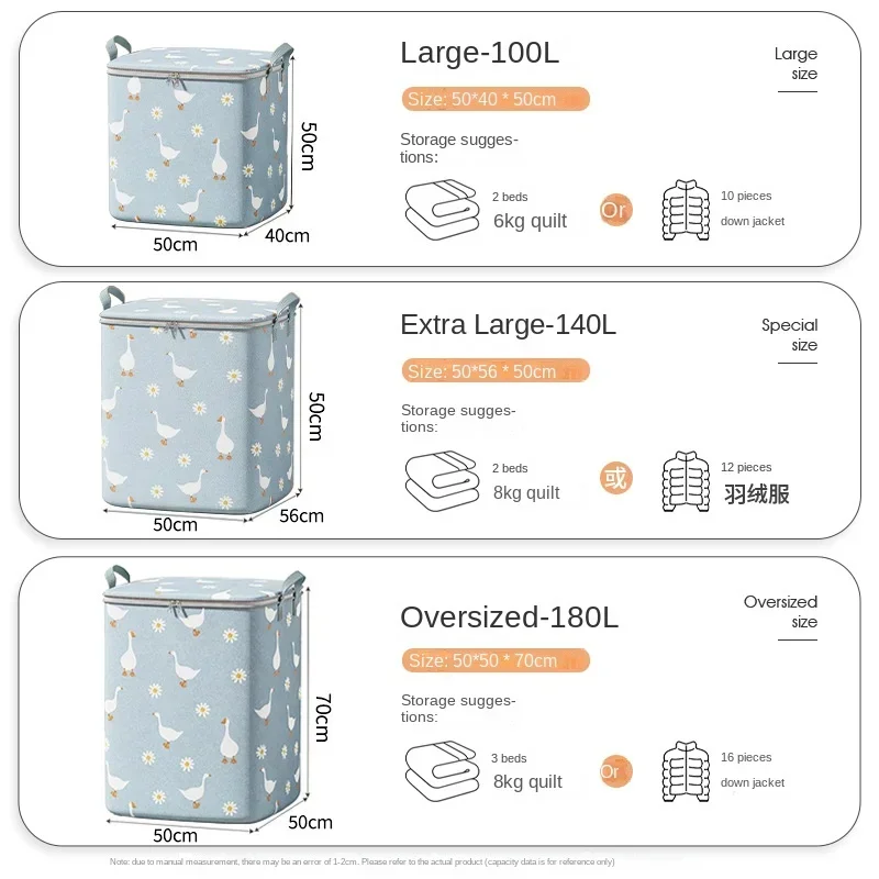 Saco de armazenamento de colcha de pato doméstico grande capacidade caixa de armazenamento de colcha não tecido roupas armazenamento especial saco de bagagem em movimento