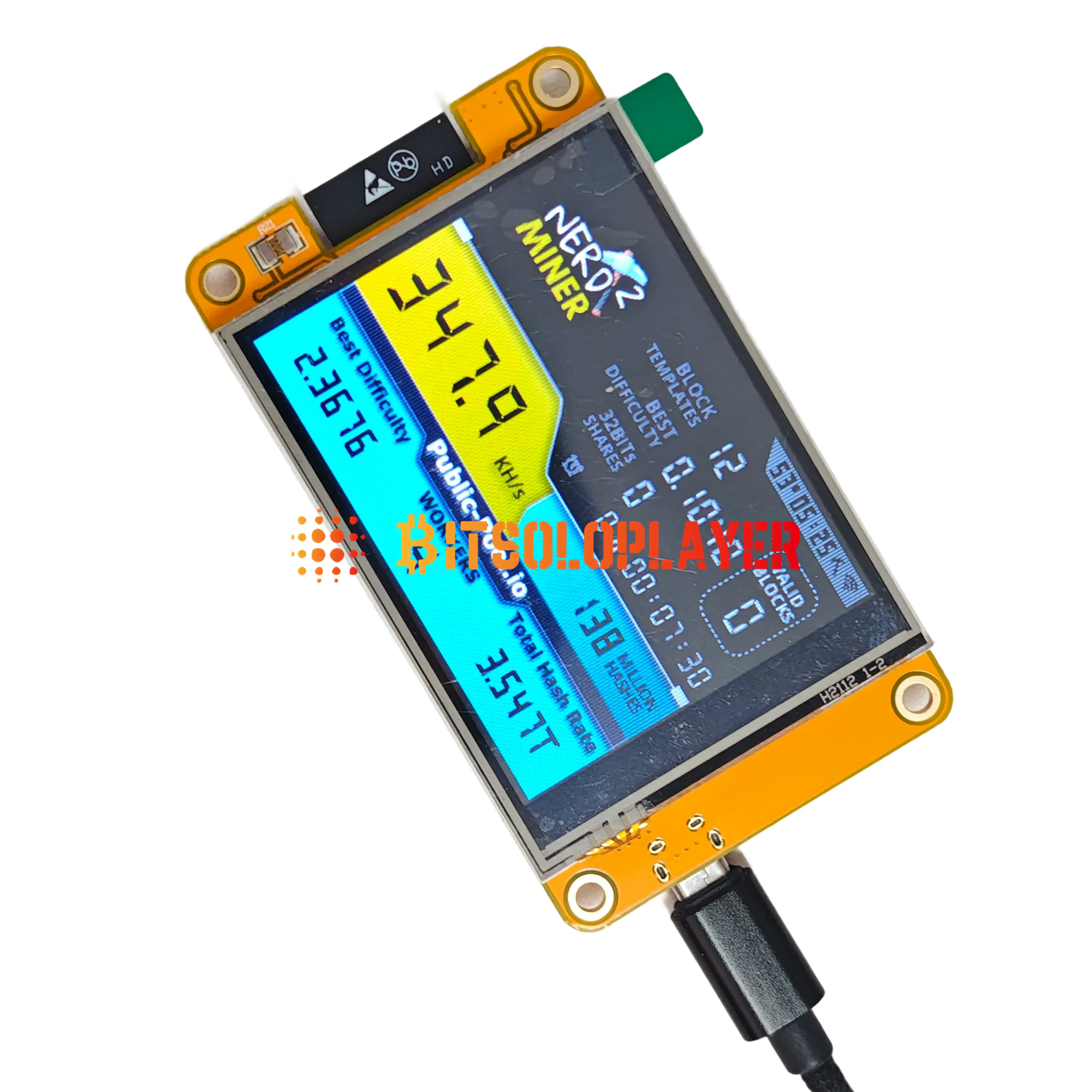 NerdMiner V2 ESP32-2432S028R Hashrate 350K/S 2,8 Zoll Smart Display Crypto Solo Lotterie Nerd Miner Bitcoin Miner