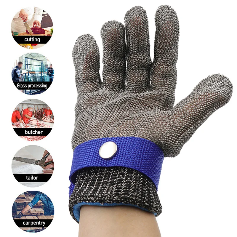 Guanti antitaglio Sicurezza a prova di taglio Resistente al taglio Filo di acciaio inossidabile Maglia metallica Macellaio Protezione delle mani Guanti resistenti al taglio della carne