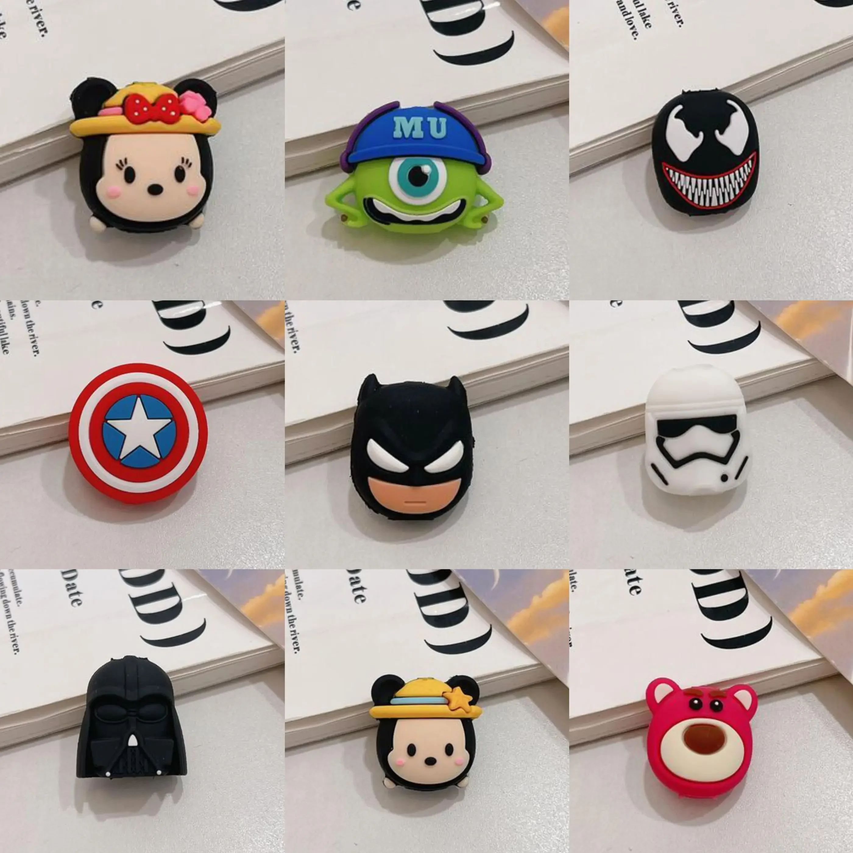 Protector de cables de dibujos animados de Marvel, organizador de cables para morder, protector enrollador