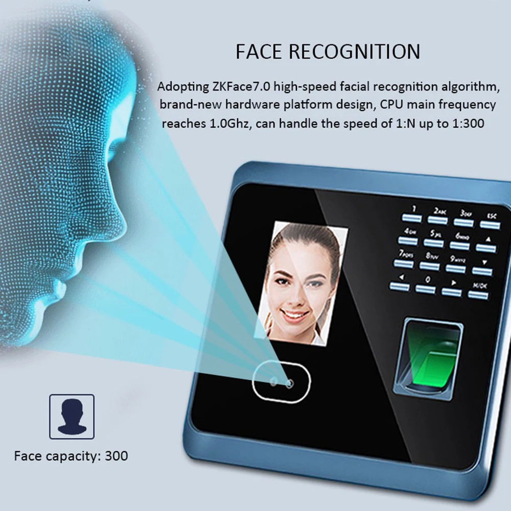 WIFI UF100plus Linx биометрическая система распознавания лиц с клавиатурой, считыватель отпечатков пальцев, часы для лица