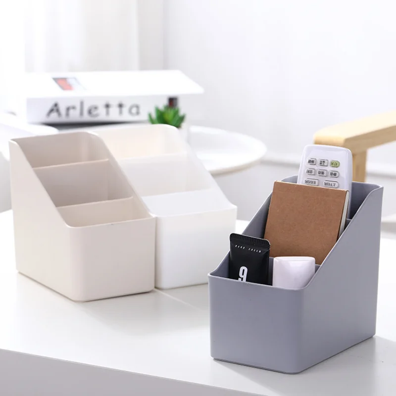 โต๊ะ Office Storage Organizer ผู้ถือรีโมทคอนโทรลพลาสติก Desktop Clutter Sorting Box อุปกรณ์ห้องนั่งเล่นโรงเรียน