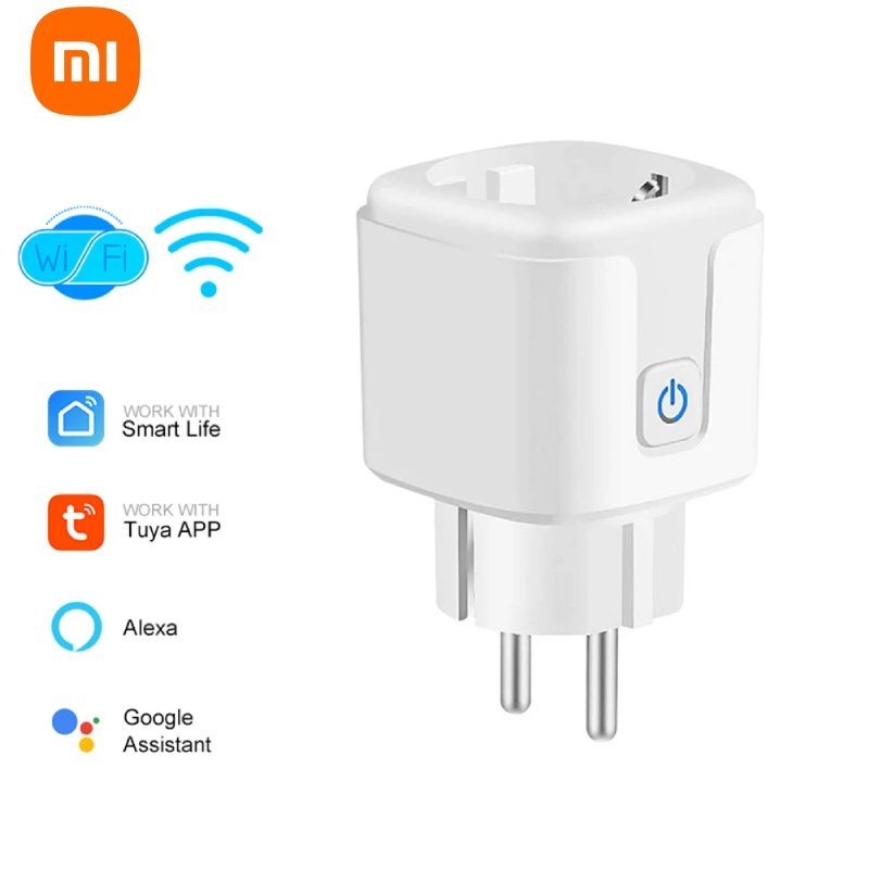 Xiaomi-enchufe inteligente con WiFi para el hogar, Monitor de potencia de 16A con Control remoto por voz, compatible con Tuya, Alexa, Google Home, Yandex, Alice