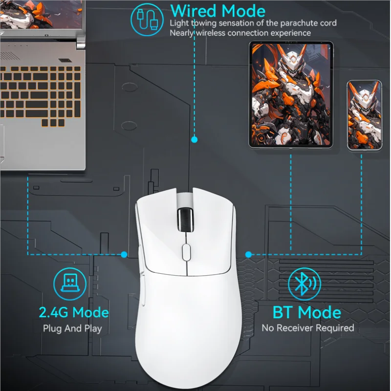 Ratón inalámbrico R1 para juegos, 18000dpi,1000Hz, conexión trimodo, PAW3311,Macro