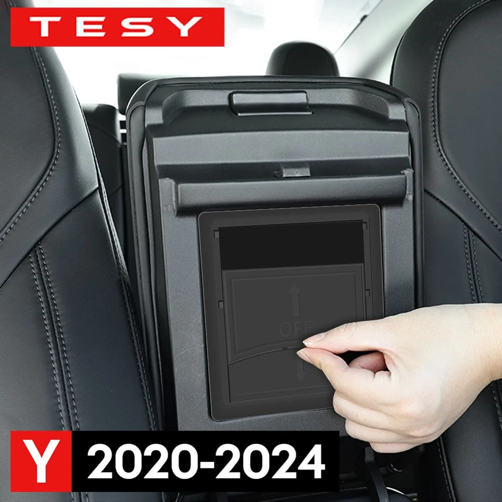 Para tesla modelo y 2020-2024 caixa de armazenamento escondida do apoio de braço central do carro caso secreto privado organizado recipiente slide