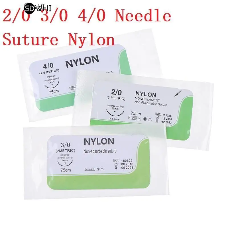 12 pz 2/0 3/0 4/0 sutura dell'ago Nylon monofilamento sutura Non ferita filo medico sutura per strumento di sutura chirurgica medica caldo