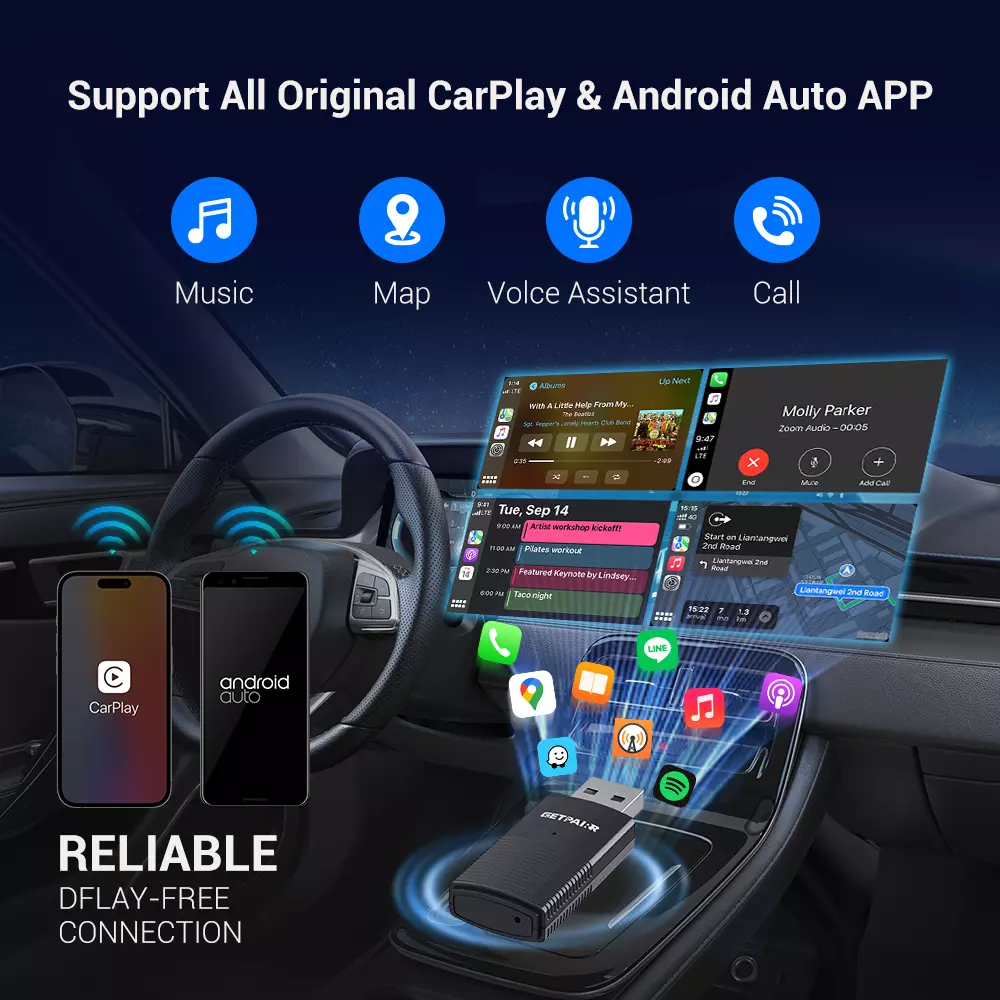 GetPairr беспроводной адаптер CarPlay Android Auto Smart Mini Box Plug and Play Wi-Fi быстрое подключение для Benz Chevrolet Ford Honda
