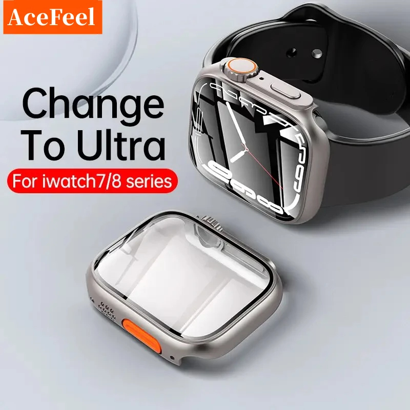 Szkło + etui na Apple Watch 44mm 45mm 41mm 40mm 42mm 38mm zabezpieczenie ekranu zmiana Ultra zderzak iWatch serii 9 8 7 SE 6 5