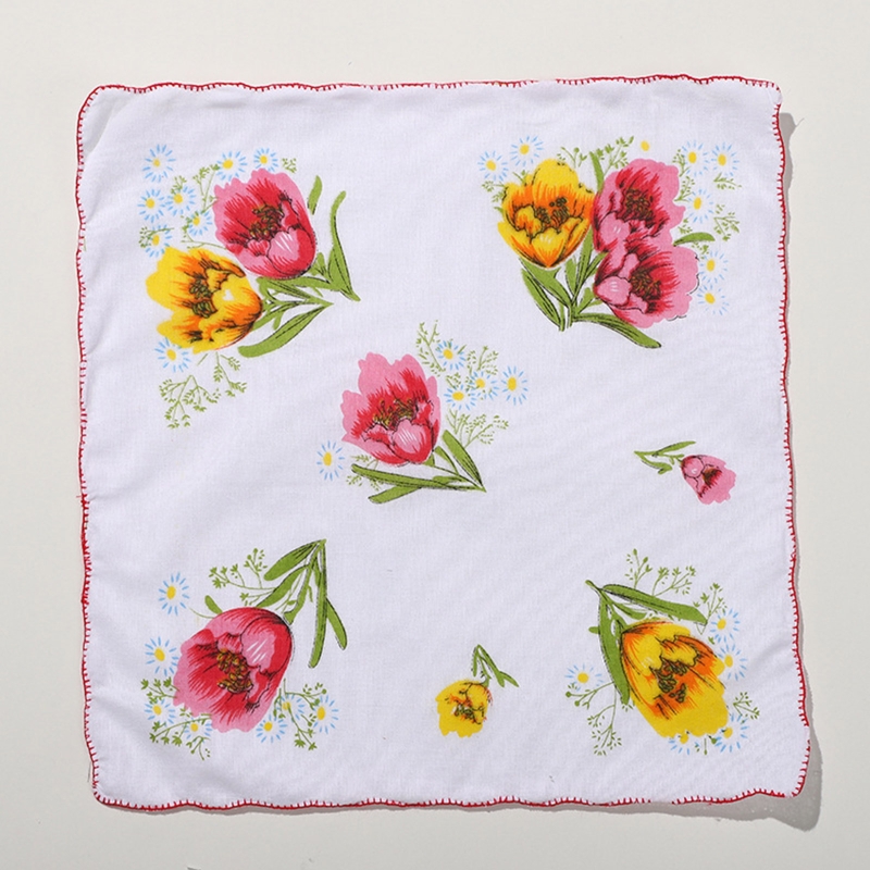 Lenços florais femininos lenço bolso algodão natural reutilizável para meninas