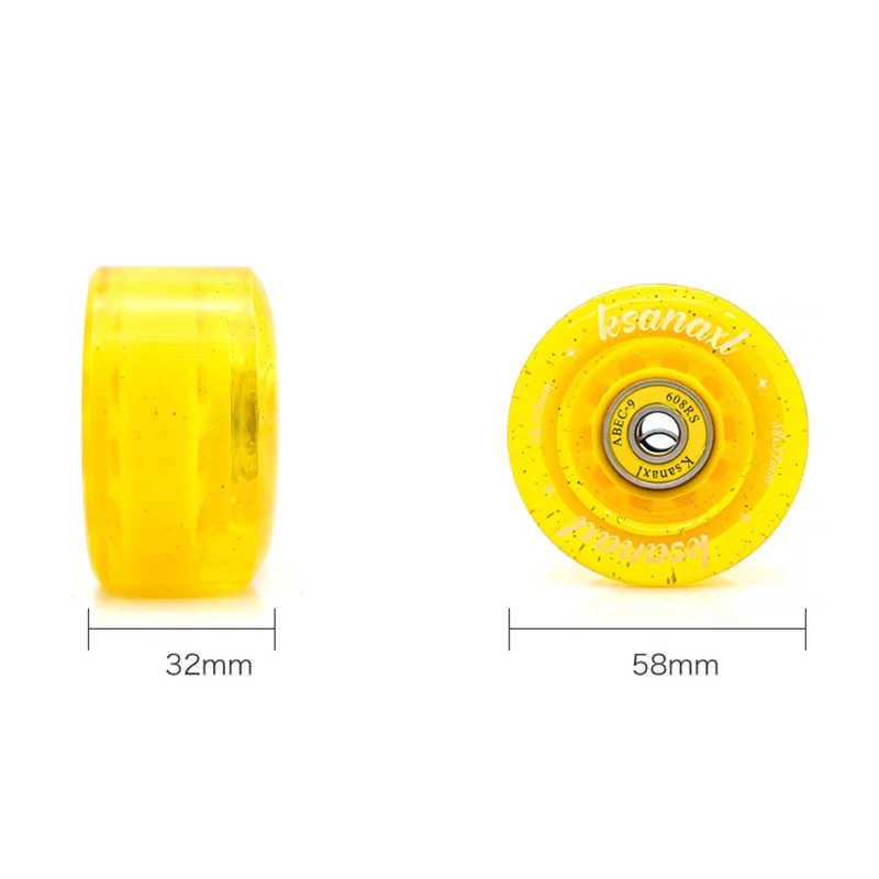 4 Pack 58mm x032mm 82A Pack Roller Skate Wheels with Bearings Installed for Double Row Skating, Quad Skates and Skateboard