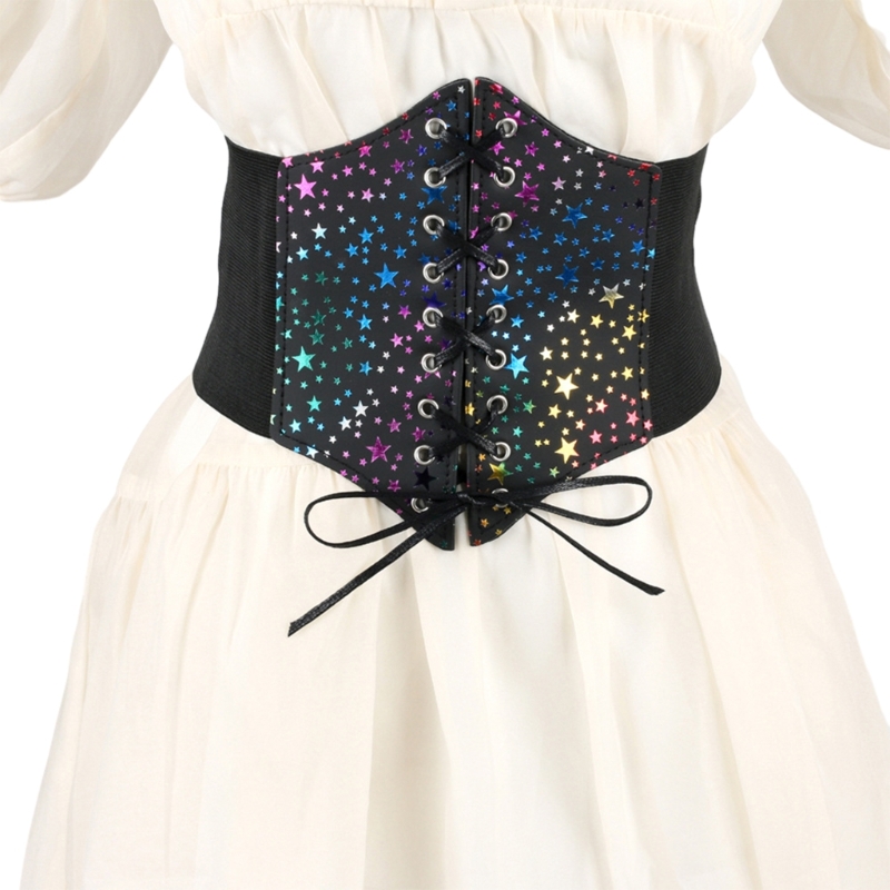 Y166 プリントレースアップコルセットヴィンテージビスチェコルセットベルトティーパーティー衣装ニッパーベルト