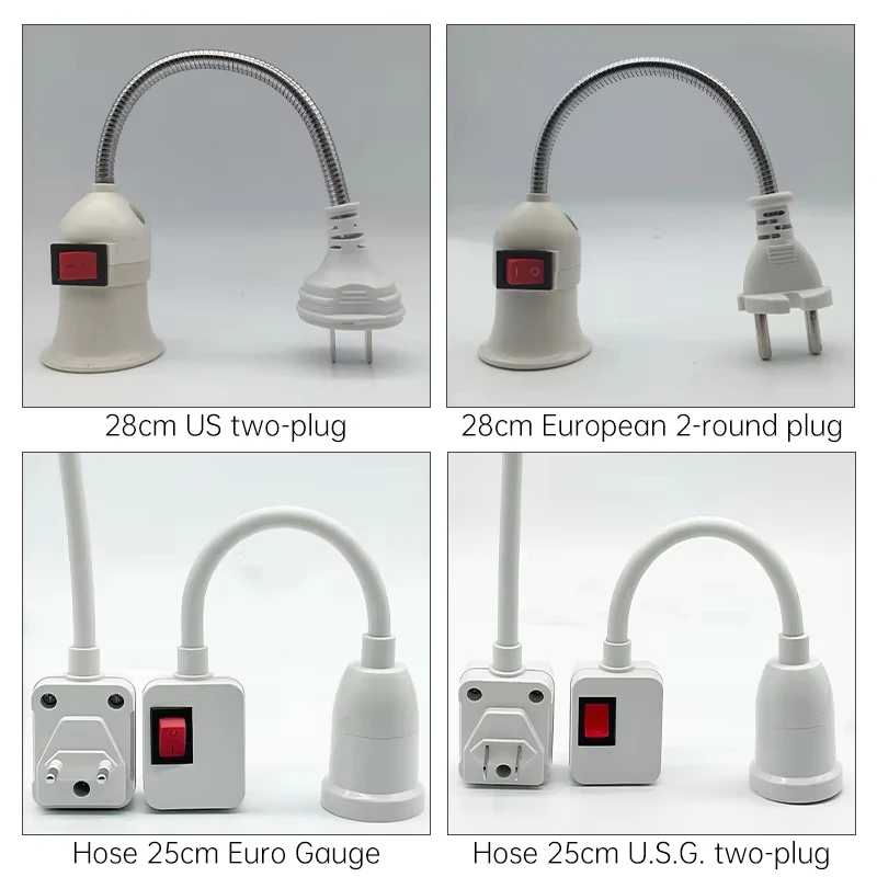 Portalámparas con casquillo E27, Base de lámpara Led, cabezal de lámpara giratorio enchufable directo con interruptor, portalámparas con enchufe europeo, lámpara de mesa LED