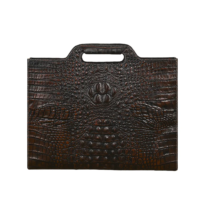 Herren Aktentasche aus Leder mit Krokodilprägung, Vintage-Business-Tasche, Schultertasche, Umhängetasche, Dokumenten-Organizer, Arbeitstasche