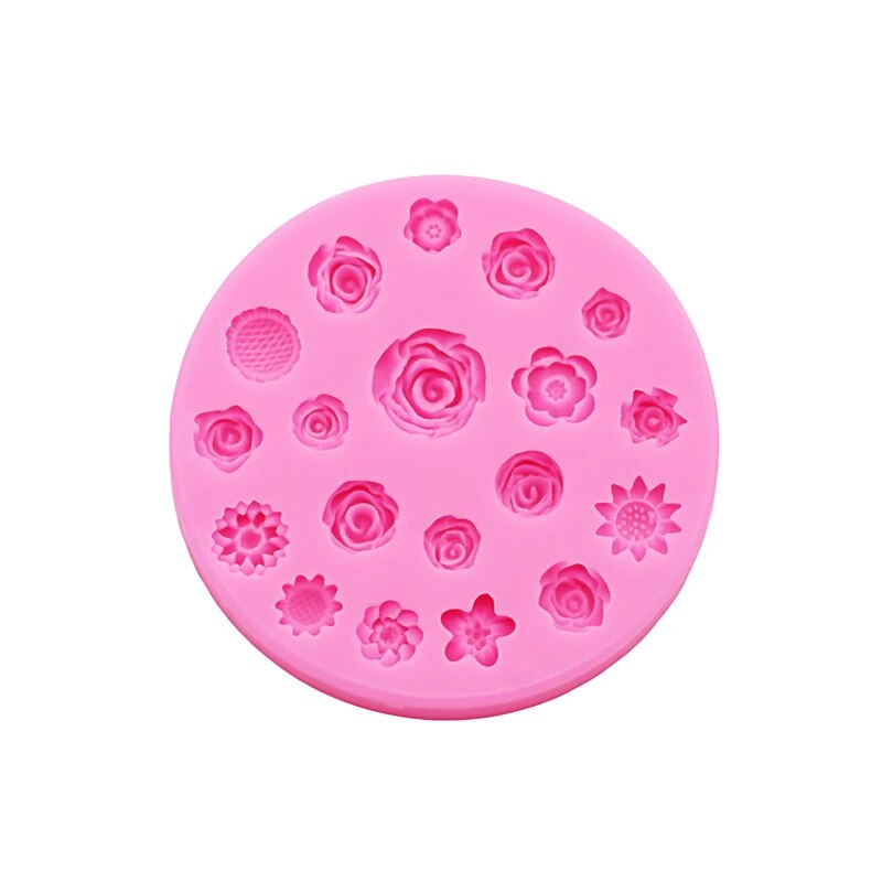 Molde de silicona con flores, funda de teléfono de resina con flores, cuerda para la cabeza, tarjeta para el pelo, accesorios de joyería, molde de silicona para pastel de Chocolate con flores