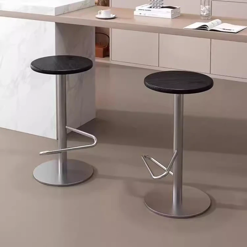 Heavy Black Kitchen Bar Stools Wood Backless Metal Modern Breakfast Bar Stools Nordic Sturdy Sillas De Barra High End Furniture
