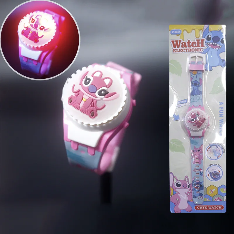ใหม่ Spiderman นาฬิกาเด็กสําหรับชายการ์ตูน Hello Kitty Stitch เด็กหมุนนาฬิกา Flash Light Sanrio ของเล่นเด็กนาฬิกา