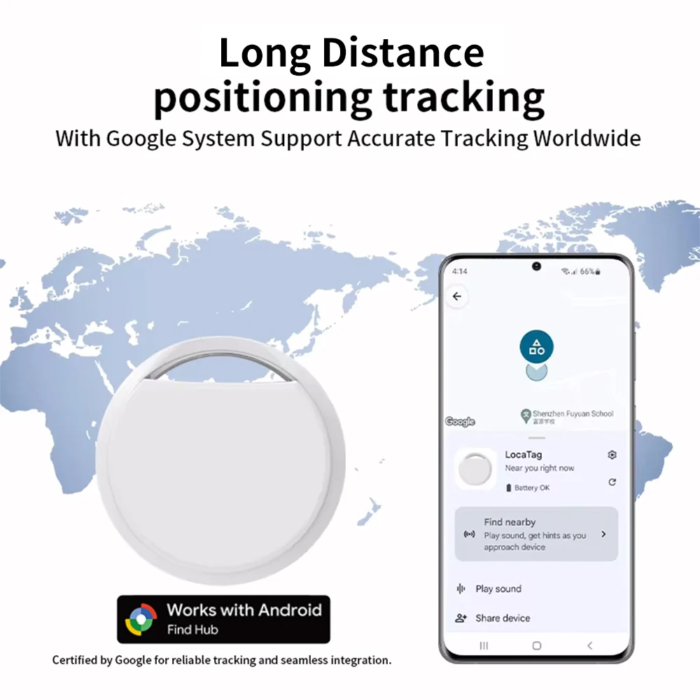 Rastreador de navegación para teléfonos Android, funciona con la aplicación Google Find Hub, localizador de llaves de localización remota para Xiaomi, Samsung, Pixel, GMS