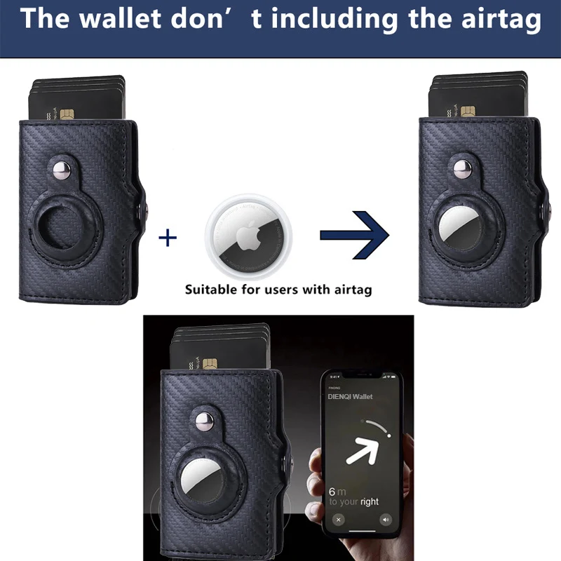 탄소 Rfid 카드 소지자 남성 여성 Airtag 지갑 돈 가방 가죽 지갑 Apple AirTags Tracker Air Tag 2023 용 슬림 얇은 지갑