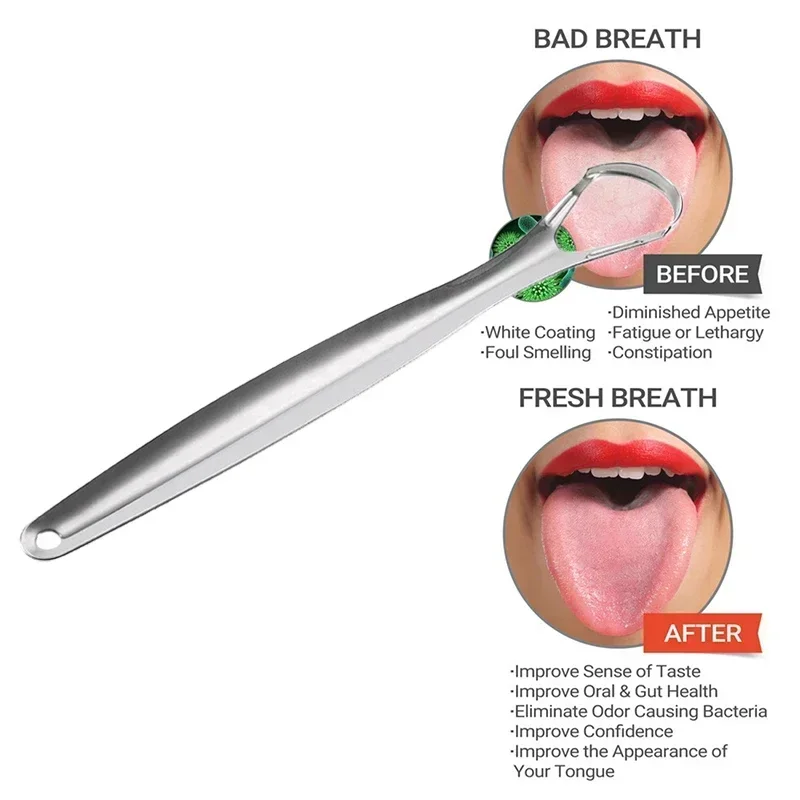 1/2 pezzi riutilizzabile in acciaio inossidabile utile raschietto per lingua detergente alito fresco pulizia lingua rivestita strumenti per la cura dell'igiene orale