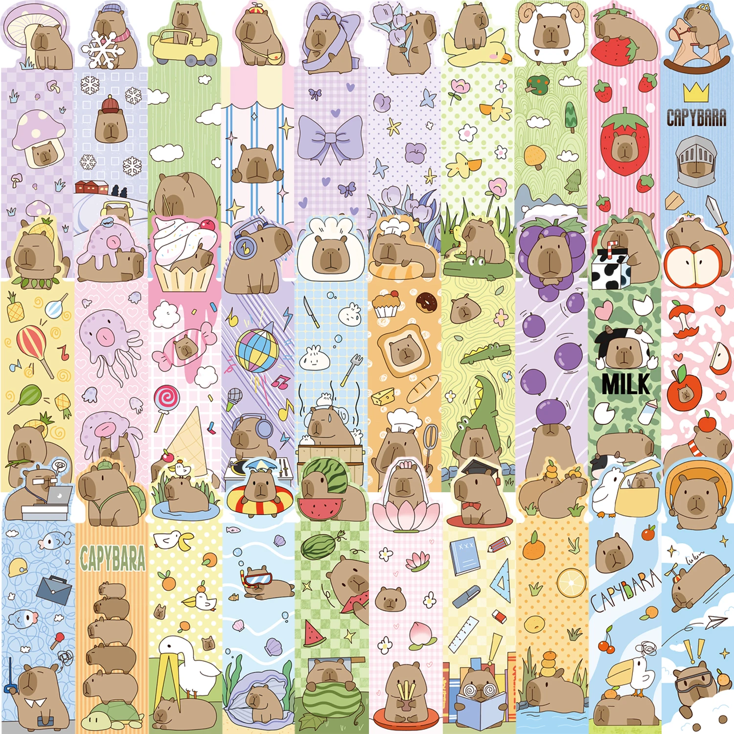 30pcs Capybara บุ๊คมาร์คสําหรับผู้อ่านกระดาษทนทานเหมาะสําหรับคนรักหนังสือน่ารักทุกวันอุปกรณ์สํานักงาน