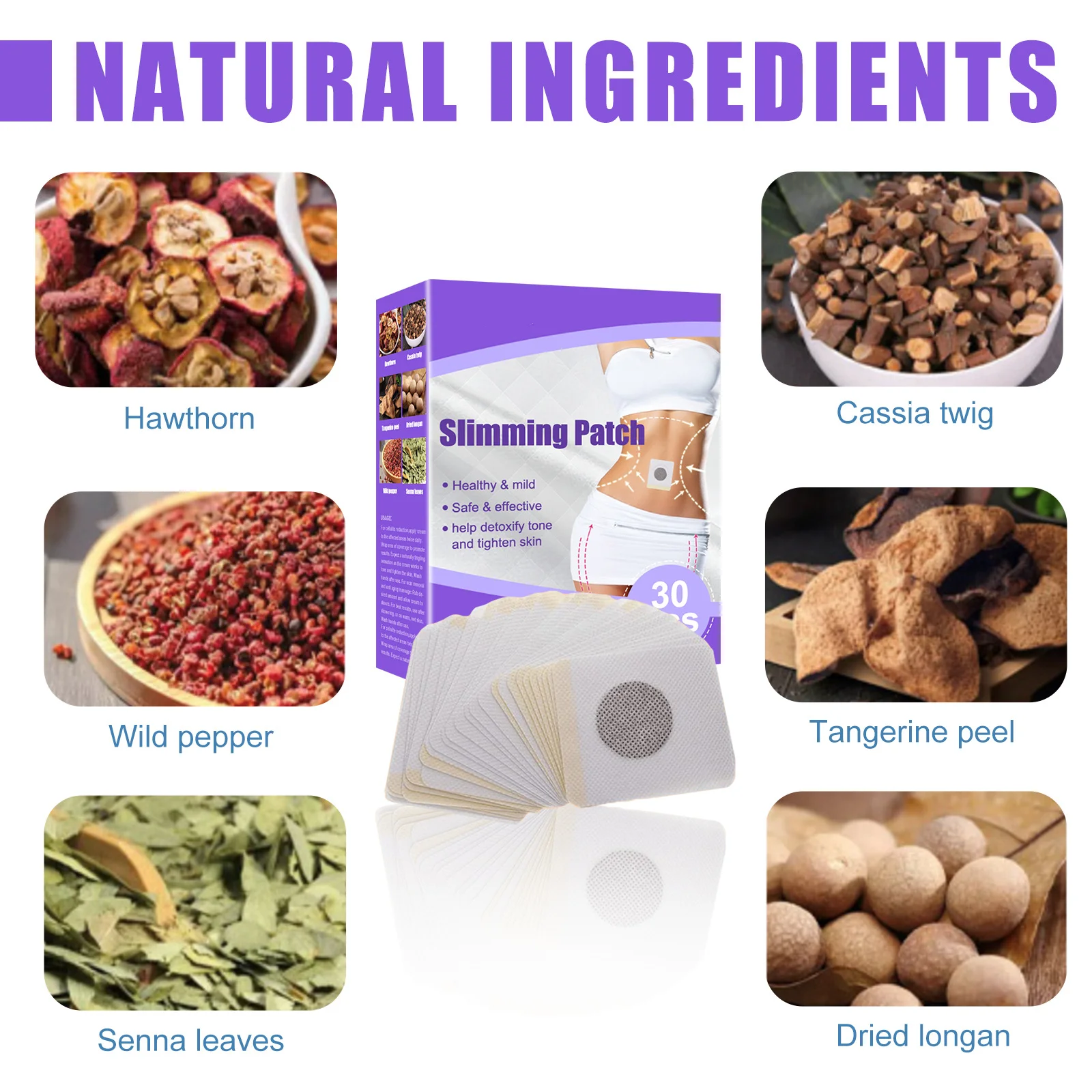 10/60 PCS Pack Slim Belly Patch Slimming Patch ลดน้ําหนักสติกเกอร์แพทช์กระชับสัดส่วน Wormwood Slimming สติกเกอร์