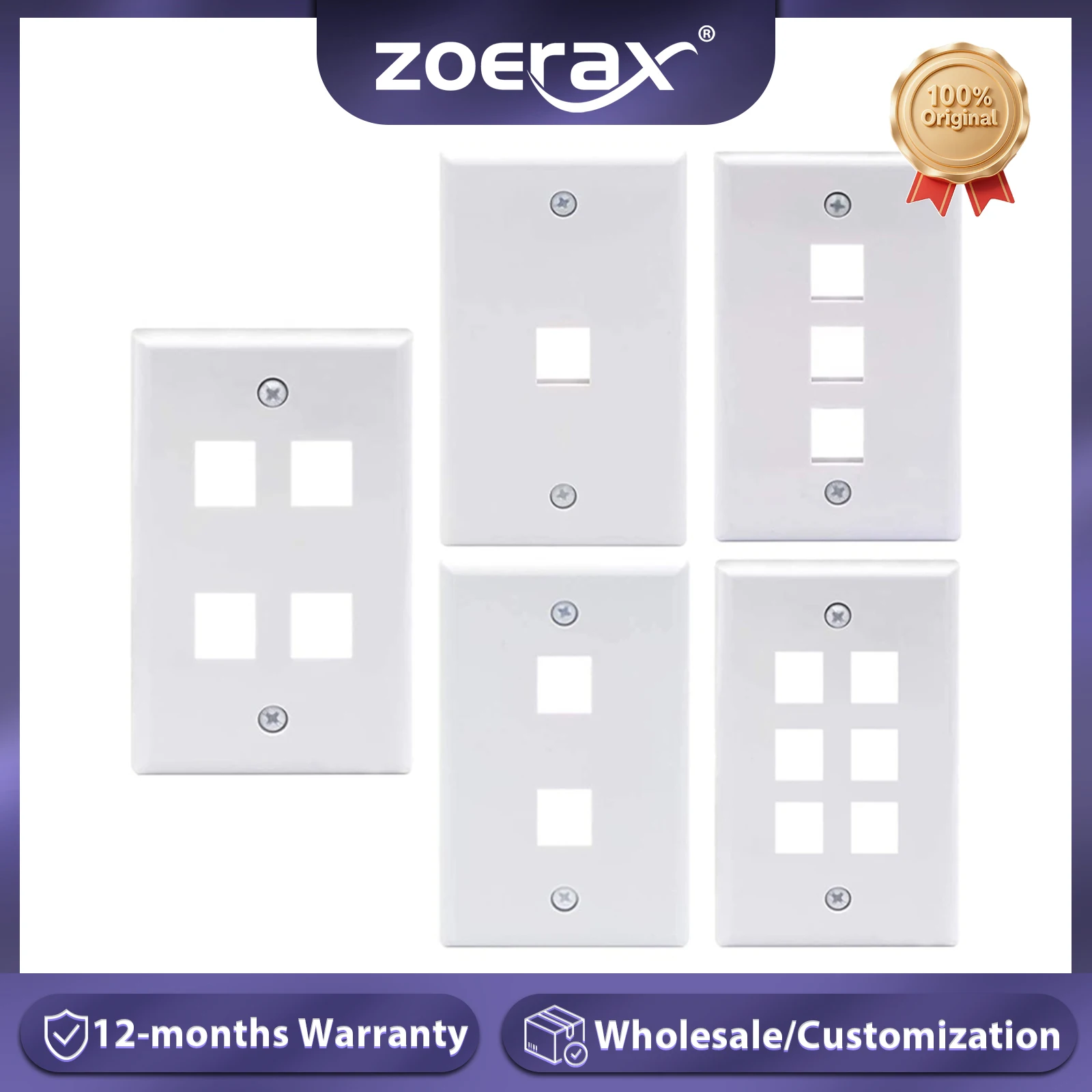 ZoeRax Keystone Jack настенная панель США Лицевая панель, низкопрофильная Ethernet-настенная панель, одноклавишные лицевые панели для фотографий-1 шт.