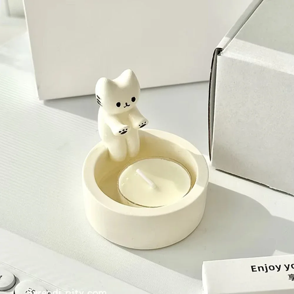 새끼 고양이 캔들 홀더 귀여운 고양이 촛대 크리 에이 티브 아로마 테라피 캔들 홀더 내구성 높은 Tempe 만화 촛대 장식