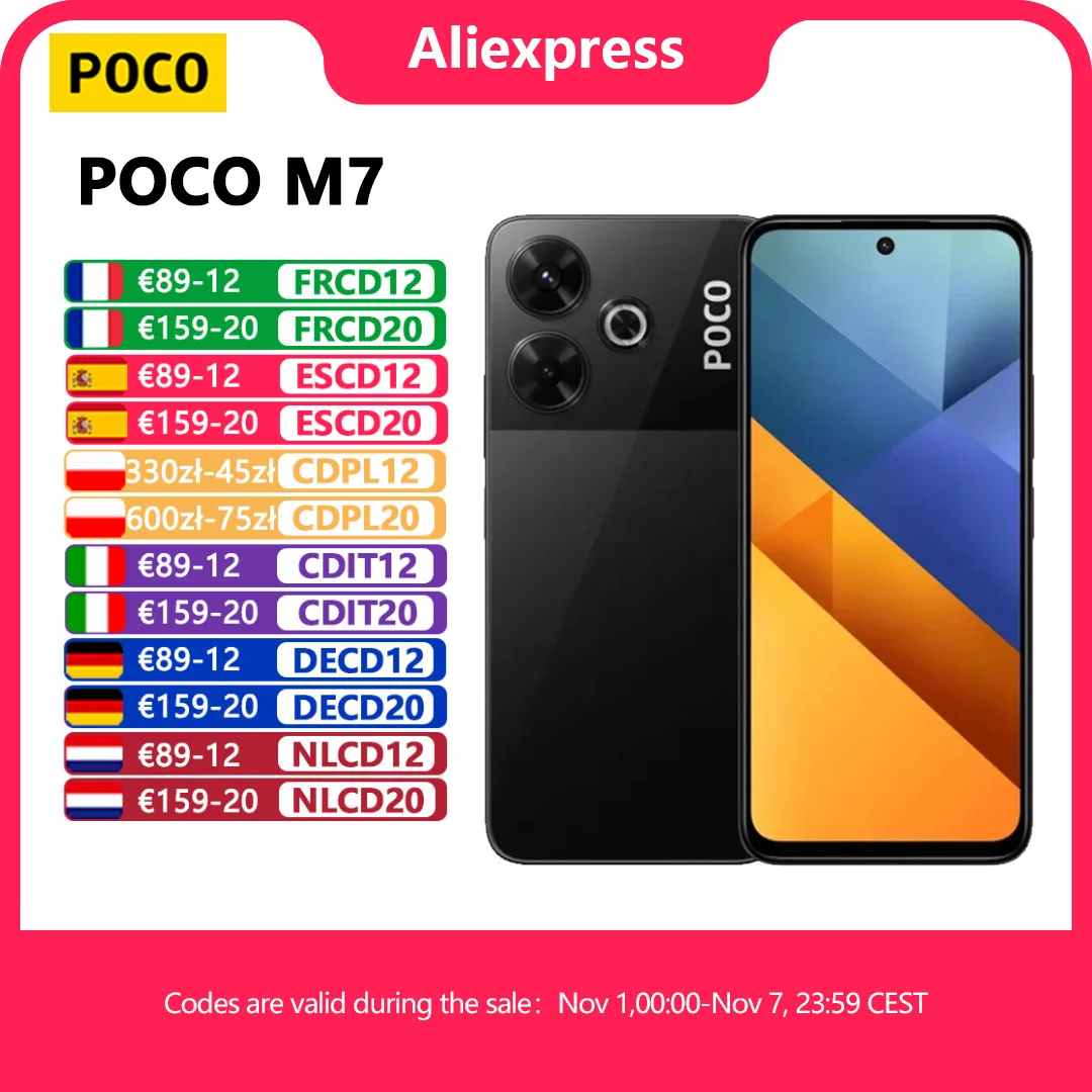 【Światowa Premiera】Smartfon POCO M7 Global Version, procesor Snapdragon 685, bateria 7000mAh, wciągający wyświetlacz 6.9" FHD+, NFC, ładowanie 33W
