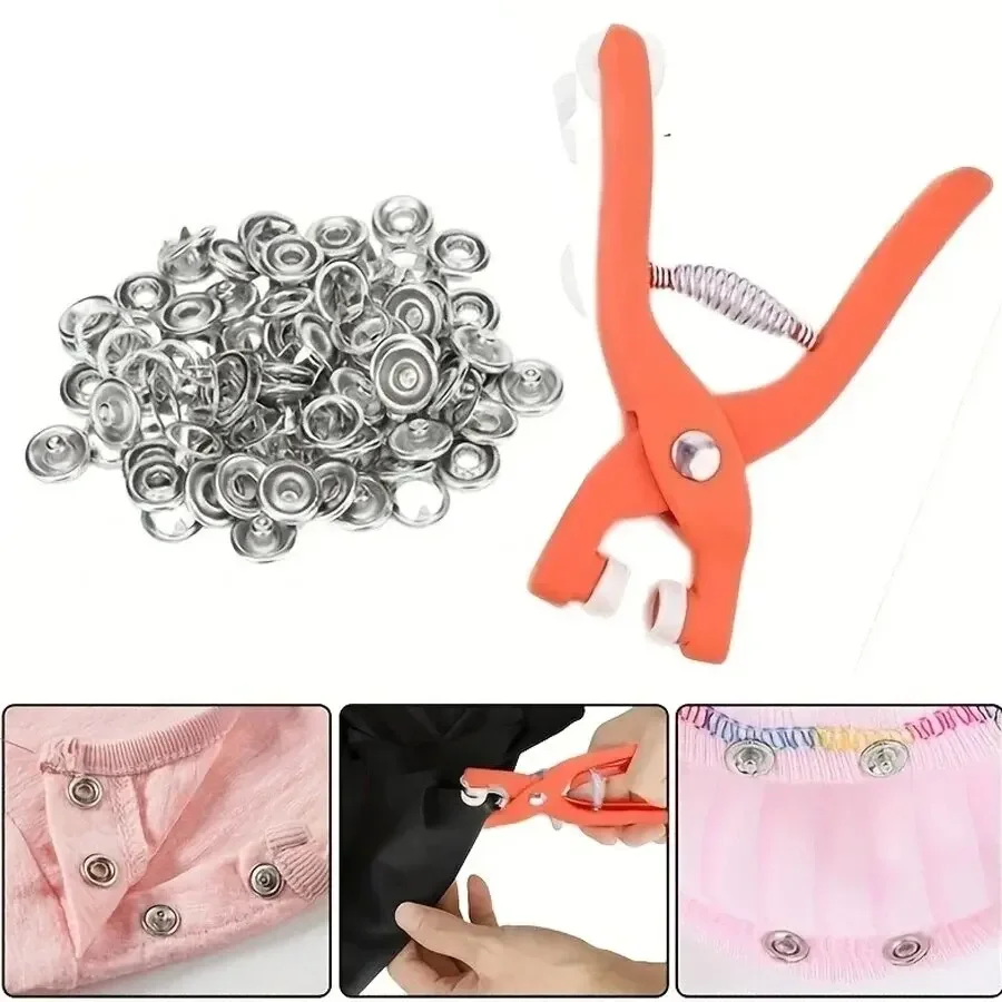 50 set di pinze per fibbia a cinque ganasce set di strumenti fai da te cucito bottoni automatici in metallo solido cavo accessori per l'installazione dei vestiti