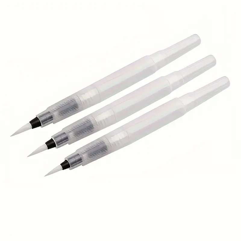 3Pcs Refillable Water Brushes - Fine Tip for Watercolor, Lettering & Calligraphy | Portable Travel Art Supplies